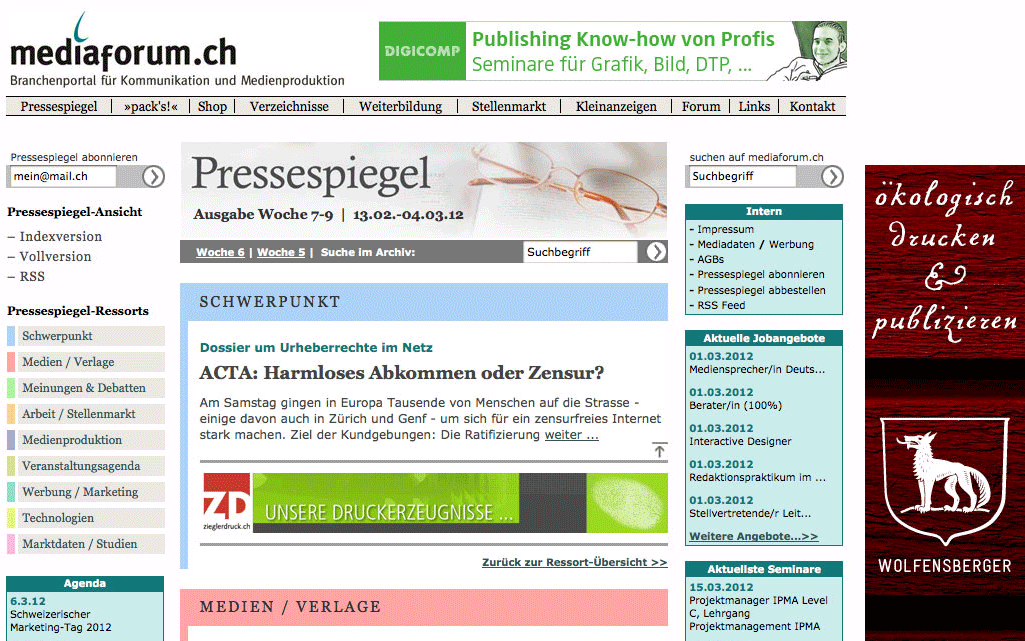 Animiertes gif für die Werbung auf mediaforum.ch